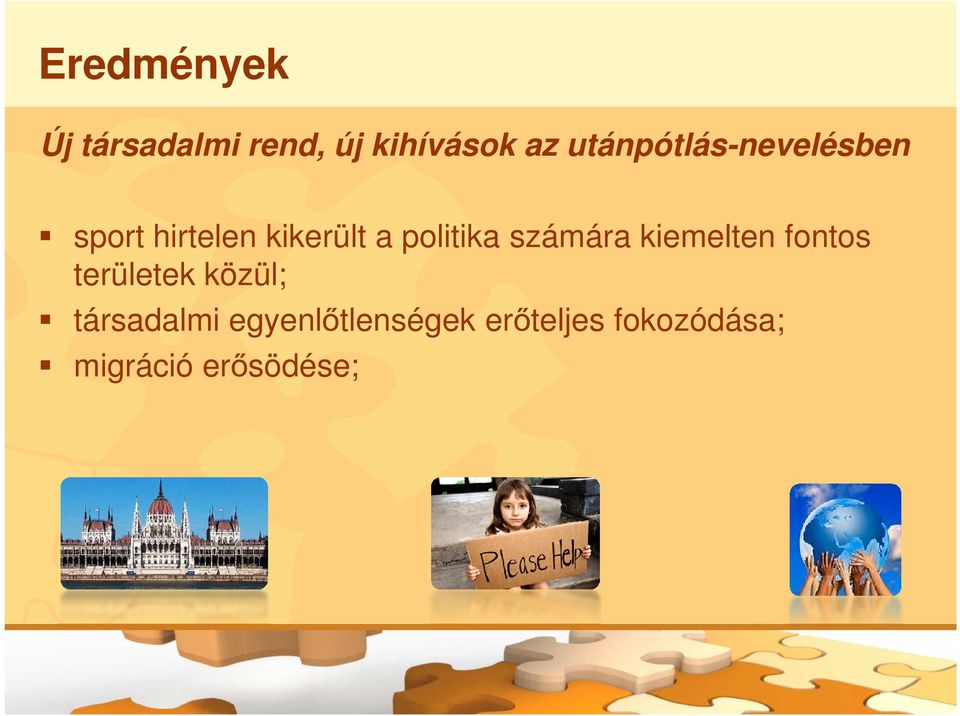 politika számára kiemelten fontos területek közül;