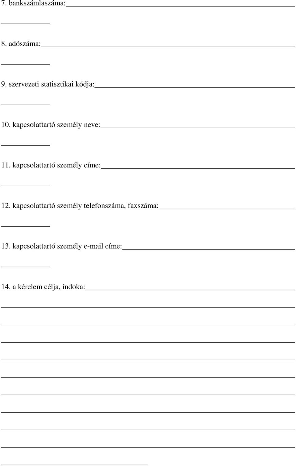 kapcsolattartó személy neve: 11.