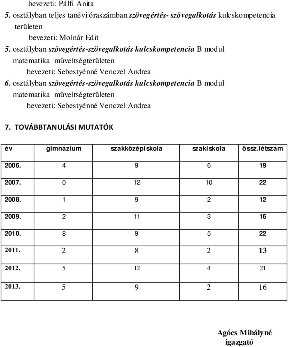 osztályban szövegértés-szövegalkotás kulcskompetencia B modul matematika műveltségterületen bevezeti: Sebestyénné Venczel Andrea 7.