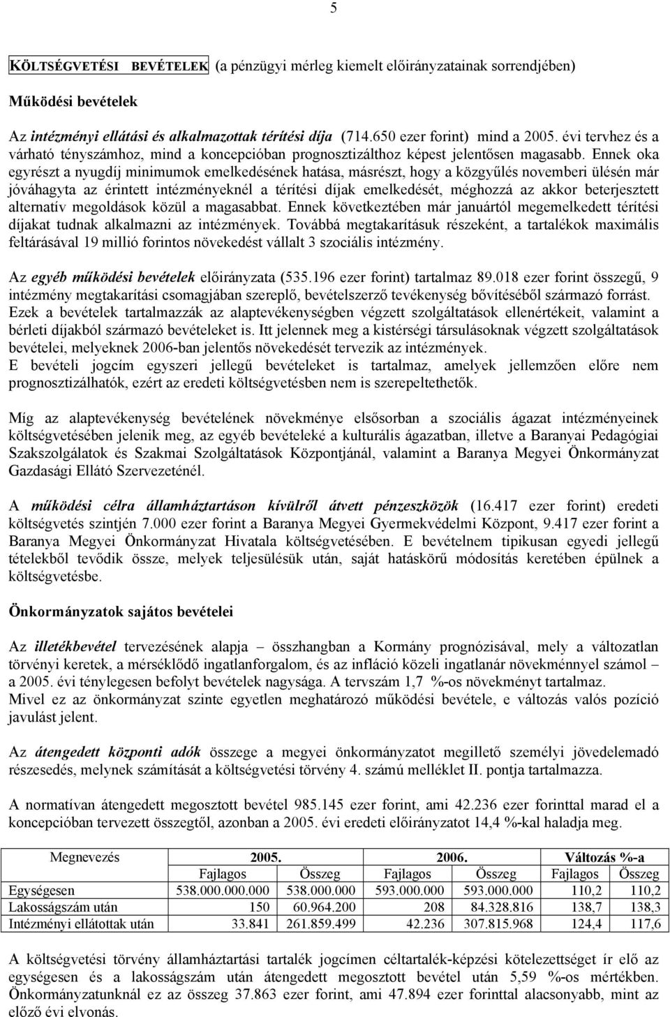 Ennek oka egyrészt a nyugdíj minimumok emelkedésének hatása, másrészt, hogy a közgyűlés novemberi ülésén már jóváhagyta az érintett intézményeknél a térítési díjak emelkedését, méghozzá az akkor