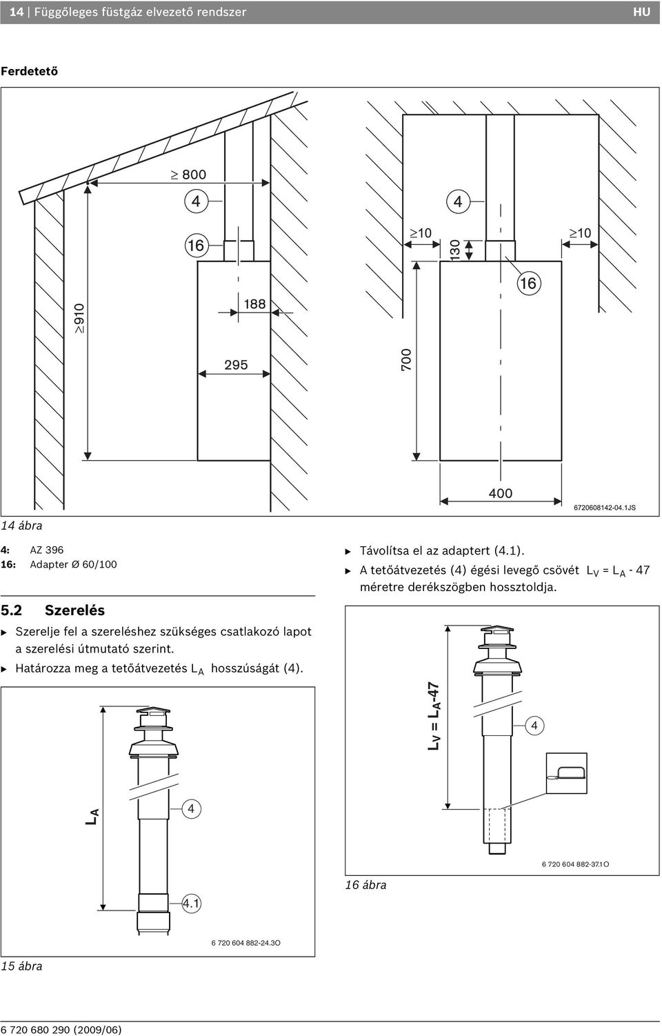 B Határozza meg a tetőátvezetés L A hosszúságát (4). B Távolítsa el az adaptert (4.1).