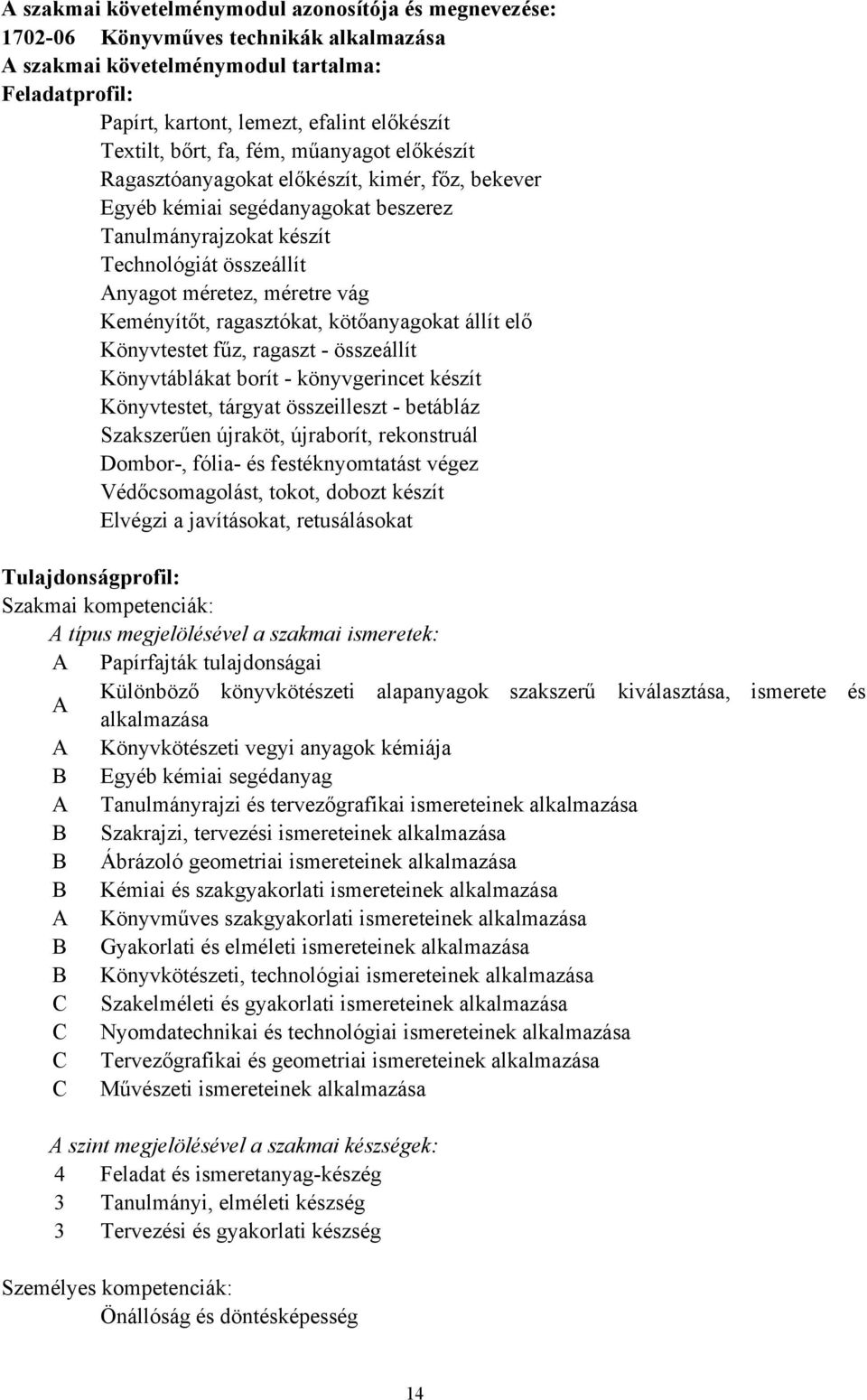 Keményítőt, ragasztókat, kötőanyagokat állít elő Könyvtestet fűz, ragaszt - összeállít Könyvtáblákat borít - könyvgerincet készít Könyvtestet, tárgyat összeilleszt - betábláz Szakszerűen újraköt,