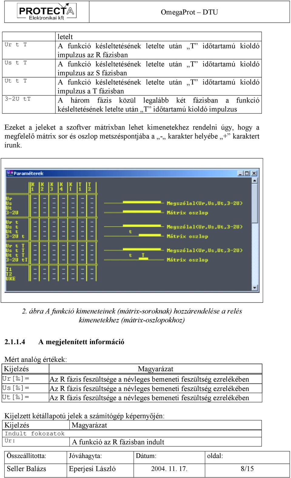 Ezeket a jeleket a szoftver mátrixban lehet kimenetekhez rendelni úgy, hogy a megfelelő mátrix sor és oszlop metszéspontjába a - karakter helyébe + karaktert írunk. 2.