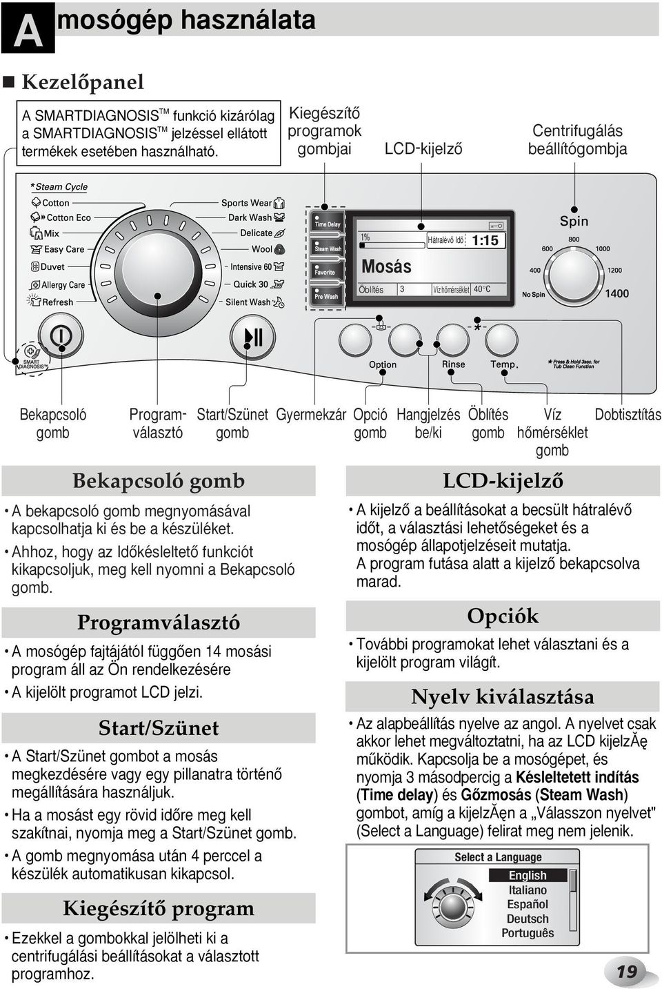 megnyomásával kapcsolhatja ki és be a készüléket. Ahhoz, hogy az IdŒkésleltetŒ funkciót kikapcsoljuk, meg kell nyomni a Bekapcsoló gomb.