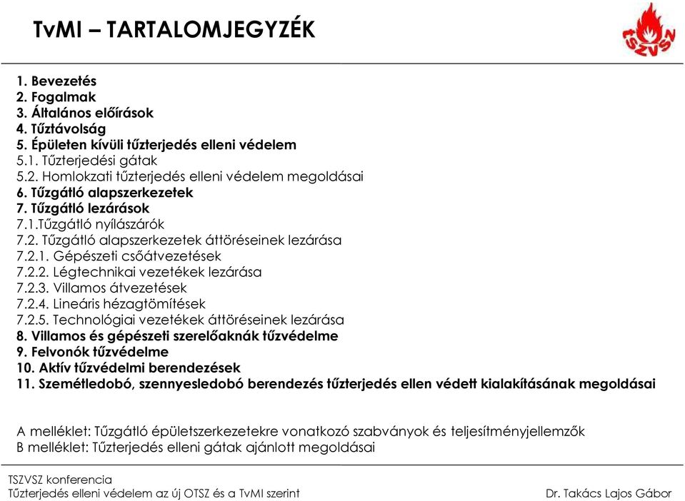 Villamos átvezetések 7.2.4. Lineáris hézagtömítések 7.2.5. Technológiai vezetékek áttöréseinek lezárása 8. Villamos és gépészeti szerelőaknák tűzvédelme 9. Felvonók tűzvédelme 10.