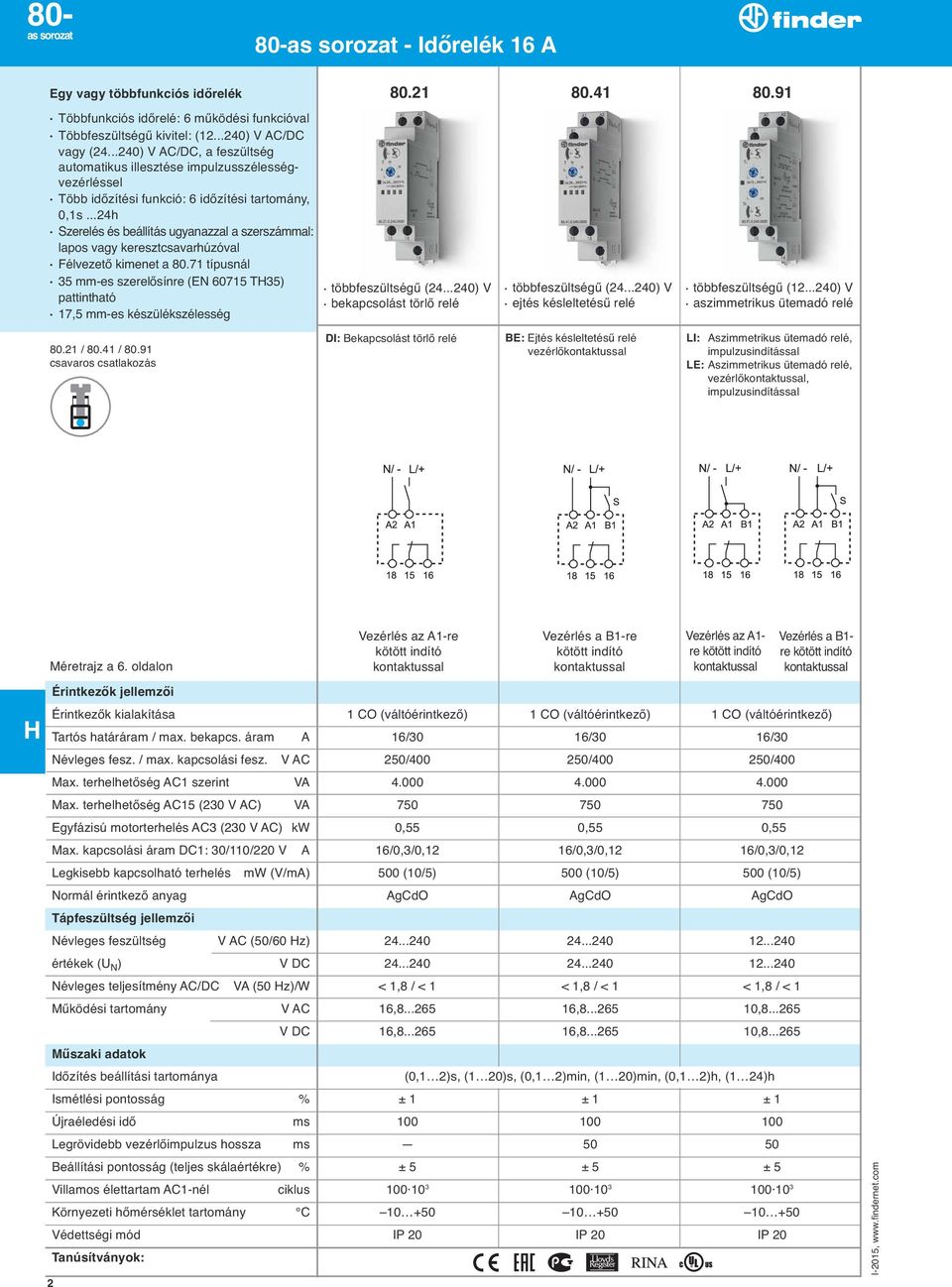 80-as sorozat - Időrelék 16 A. többfeszu ltségű ( ) V AC/DC többfunkciós -  PDF Free Download