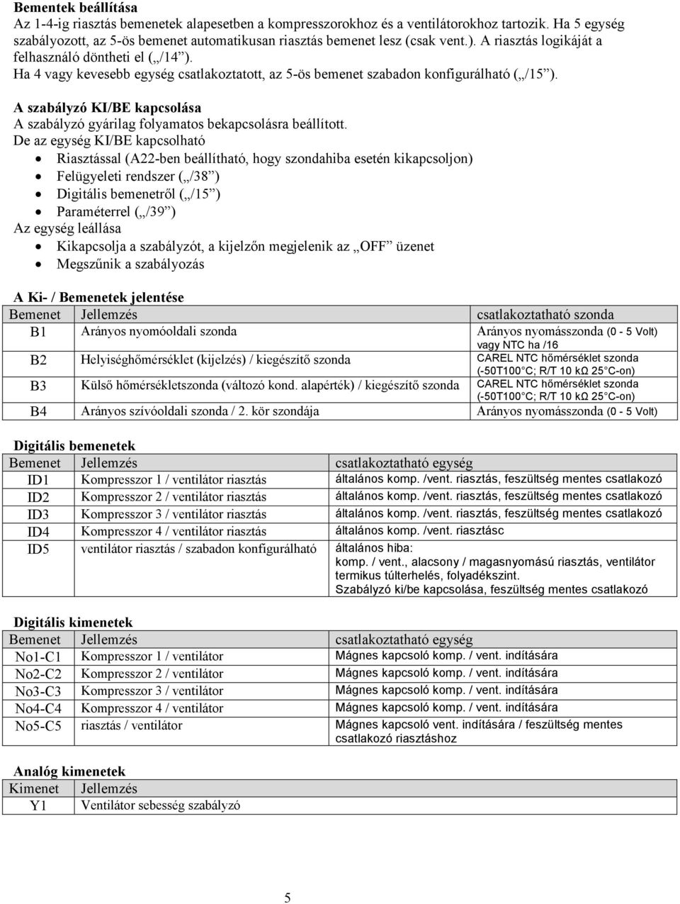A szabályzó KI/BE kapcsolása A szabályzó gyárilag folyamatos bekapcsolásra beállított.