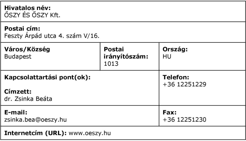 Zsinka Beáta E-mail: zsinka.bea@oeszy.