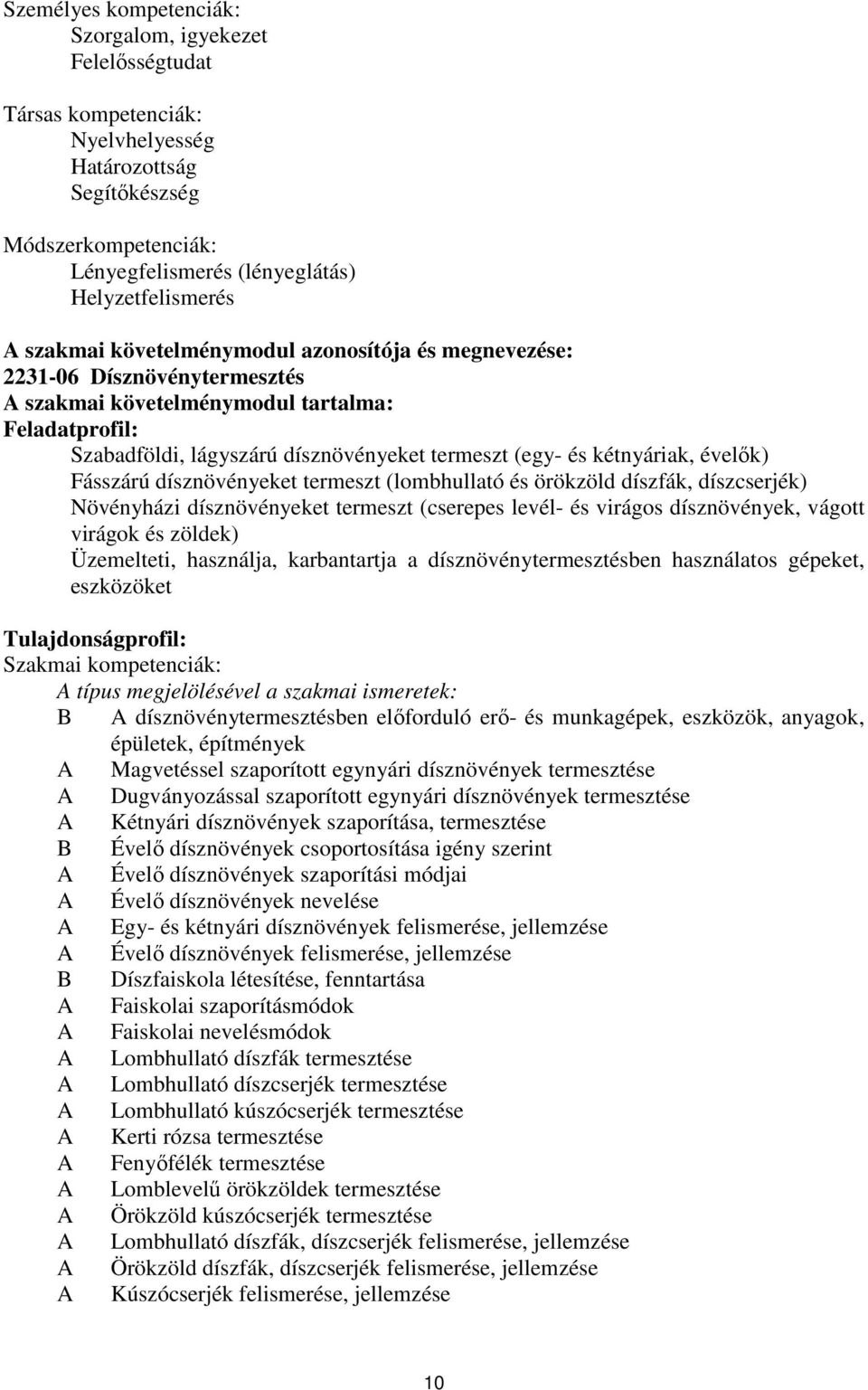 kétnyáriak, évelők) Fásszárú dísznövényeket termeszt (lombhullató és örökzöld díszfák, díszcserjék) Növényházi dísznövényeket termeszt (cserepes levél- és virágos dísznövények, vágott virágok és