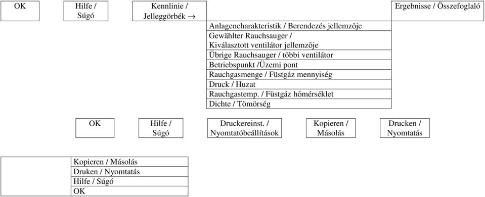 Füstgáz mennyiség Druck / Huzat Rauchgastemp.