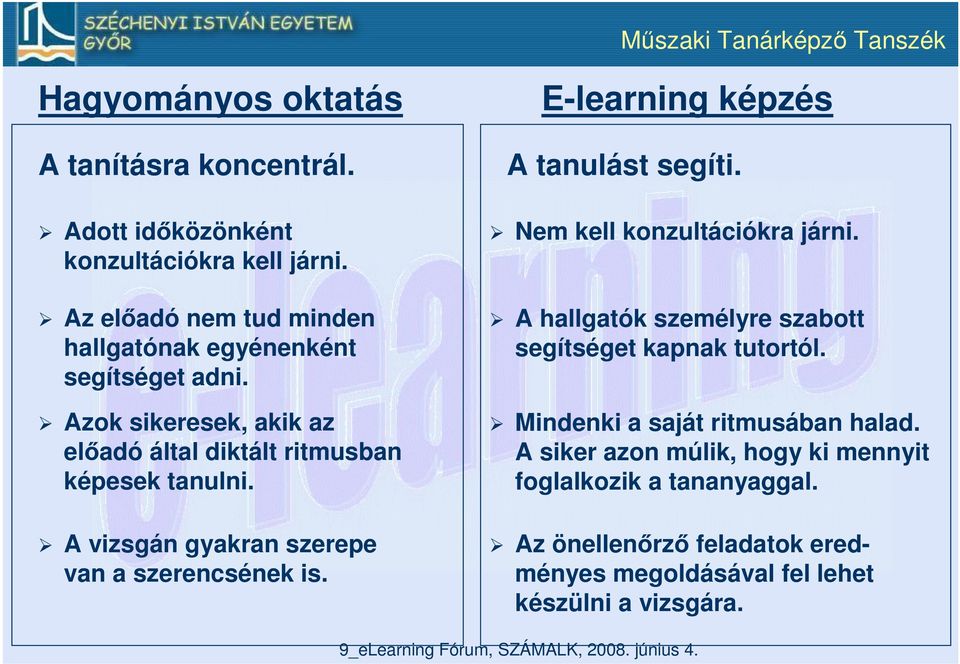 A vizsgán gyakran szerepe van a szerencsének is. E-learning képzés A tanulást segíti. Nem kell konzultációkra járni.