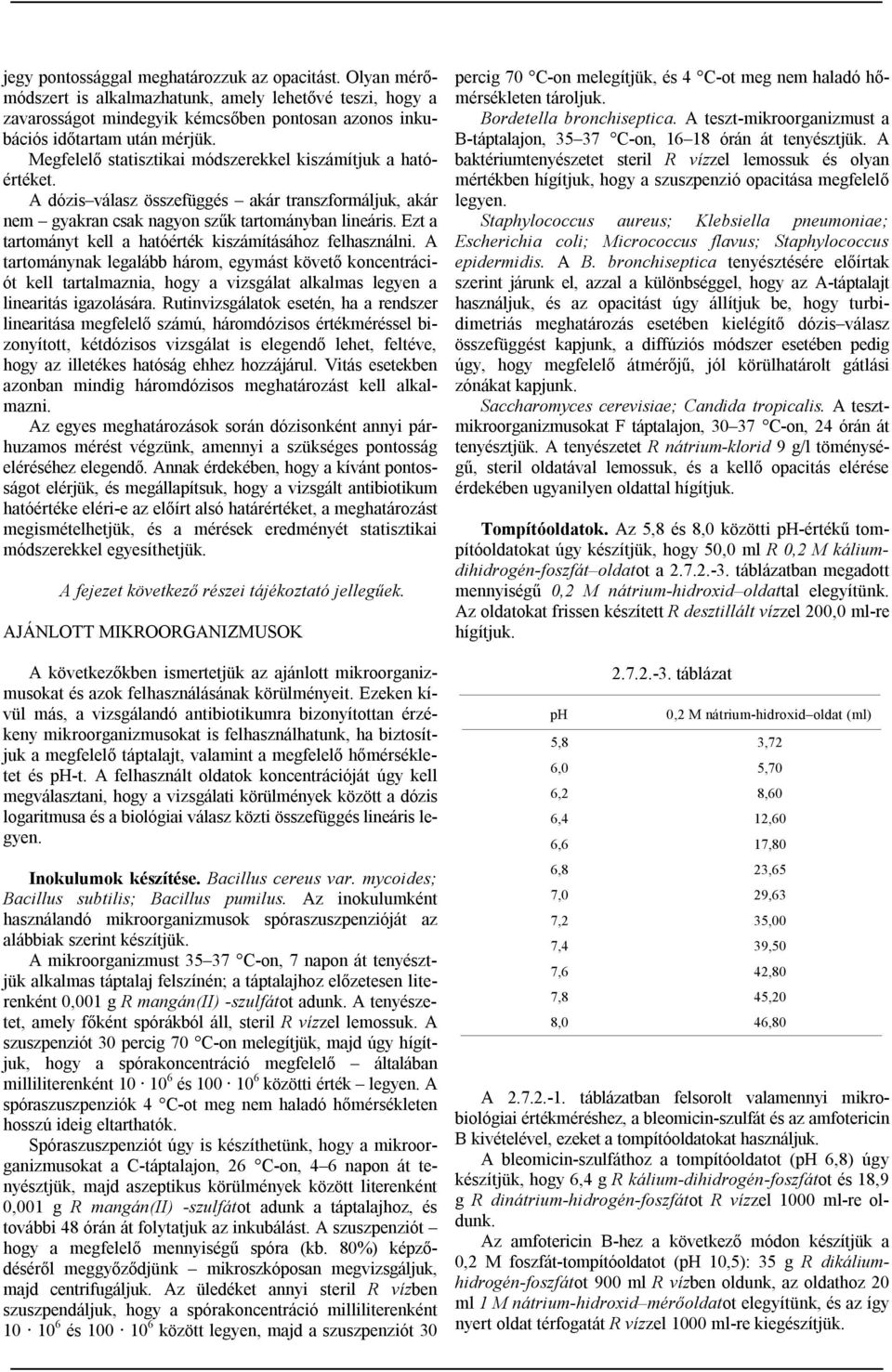 Ezt a tartományt kell a hatóérték kiszámításához felhasználni. A tartománynak legalább három, egymást követő koncentrációt kell tartalmaznia, hogy a vizsgálat alkalmas legyen a linearitás igazolására.