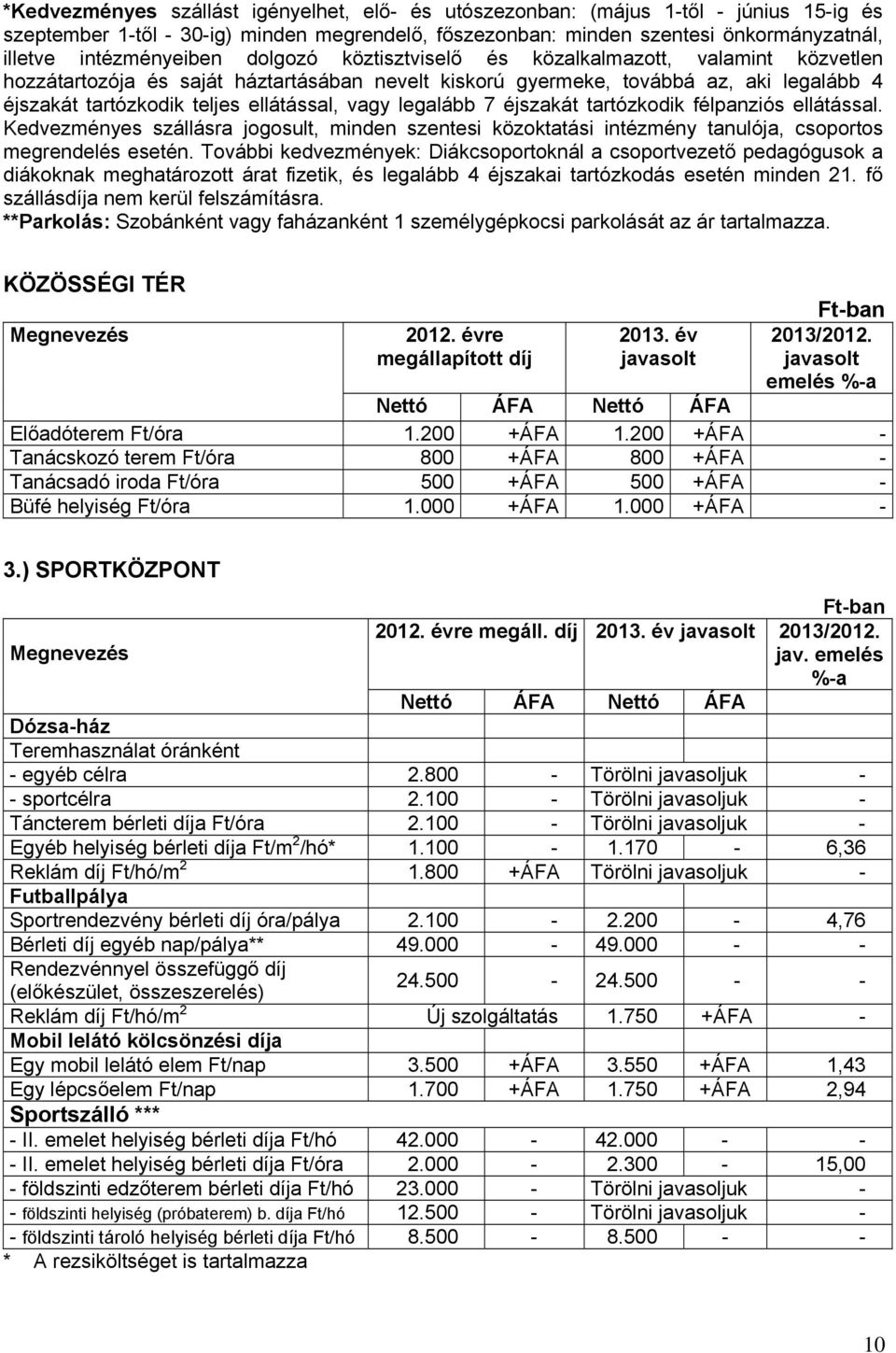 ellátással, vagy legalább 7 éjszakát tartózkodik félpanziós ellátással. Kedvezményes szállásra jogosult, minden szentesi közoktatási intézmény tanulója, csoportos megrendelés esetén.