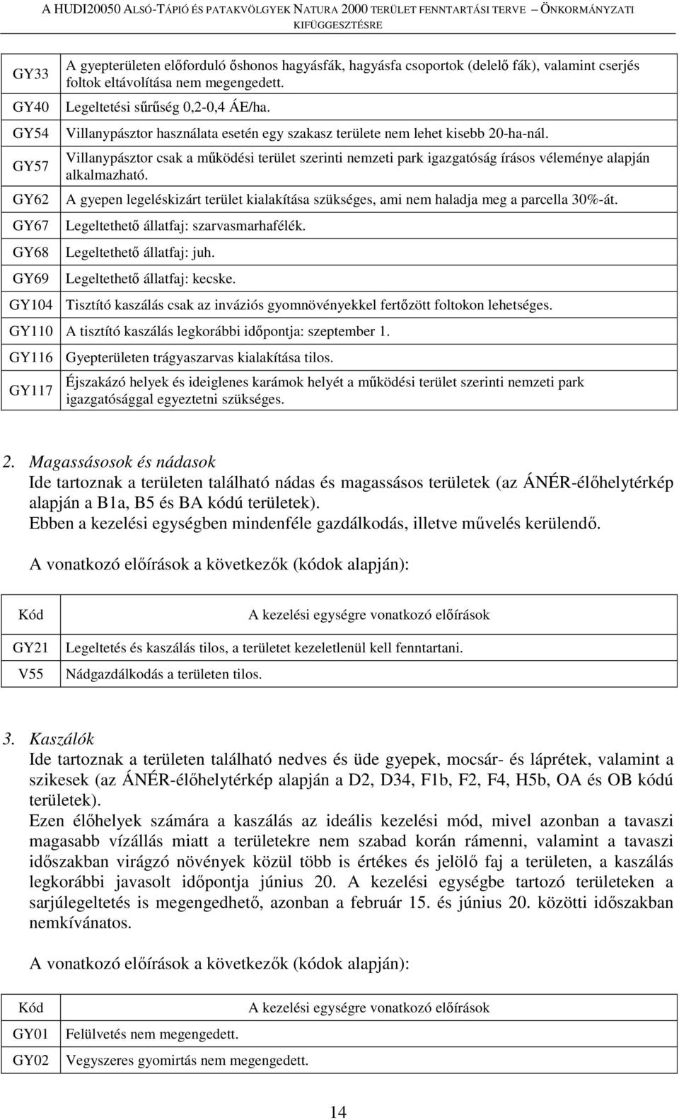 Villanypásztor csak a működési terület szerinti nemzeti park igazgatóság írásos véleménye alapján alkalmazható.