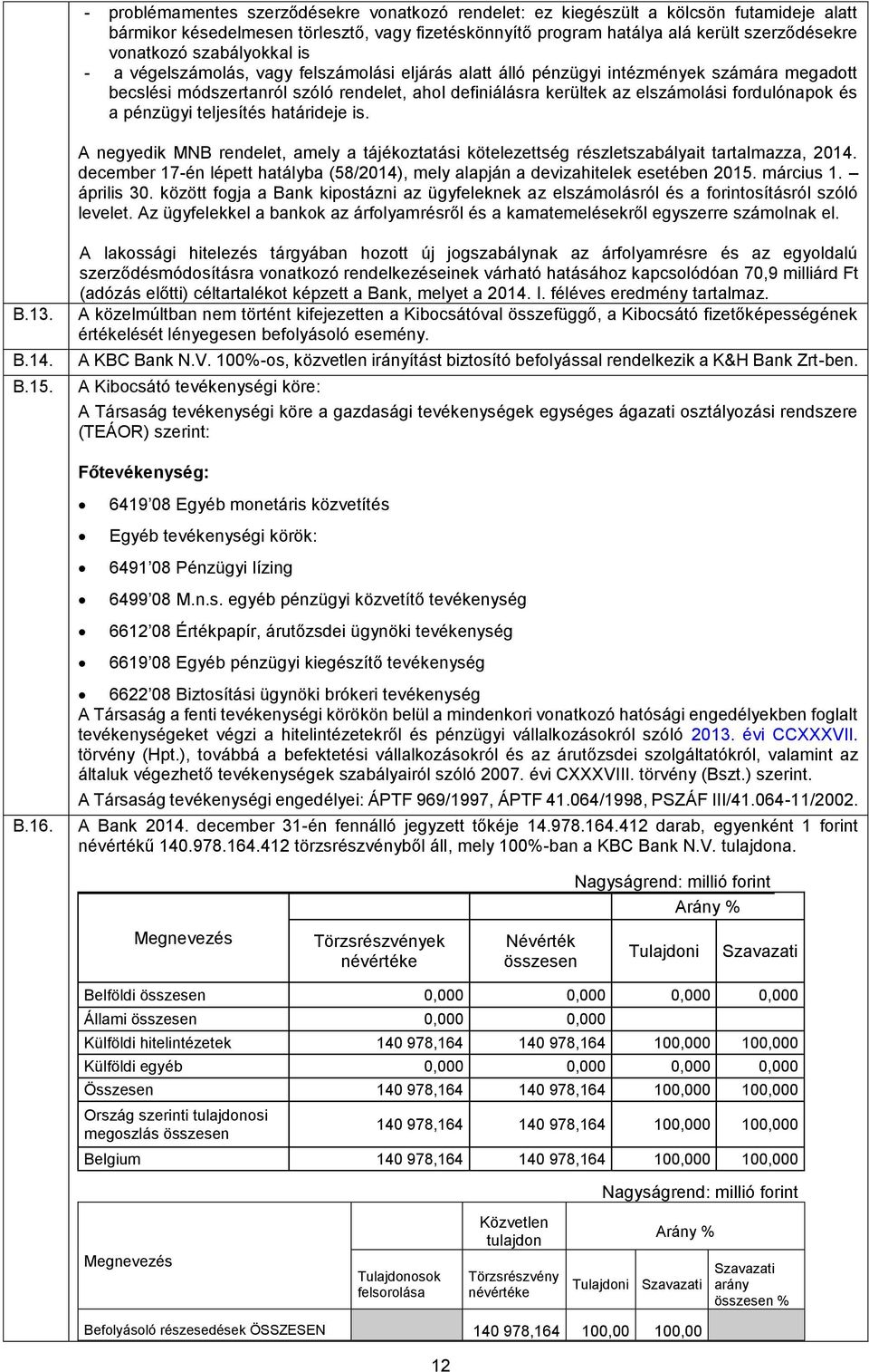 fordulónapok és a pénzügyi teljesítés határideje is. A negyedik MNB rendelet, amely a tájékoztatási kötelezettség részletszabályait tartalmazza, 2014.