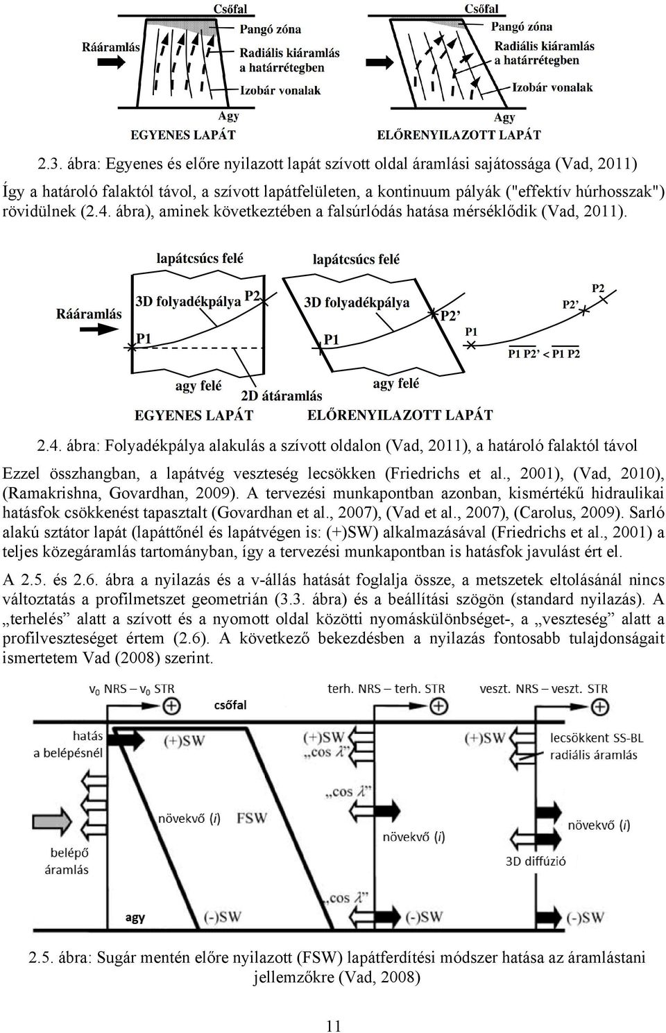 , 2001), (Vad, 2010), (Ramakrishna, Govardhan, 2009). A tervezési munkapontban azonban, kismértékű hidraulikai hatásfok csökkenést tapasztalt (Govardhan et al., 2007), (Vad et al.