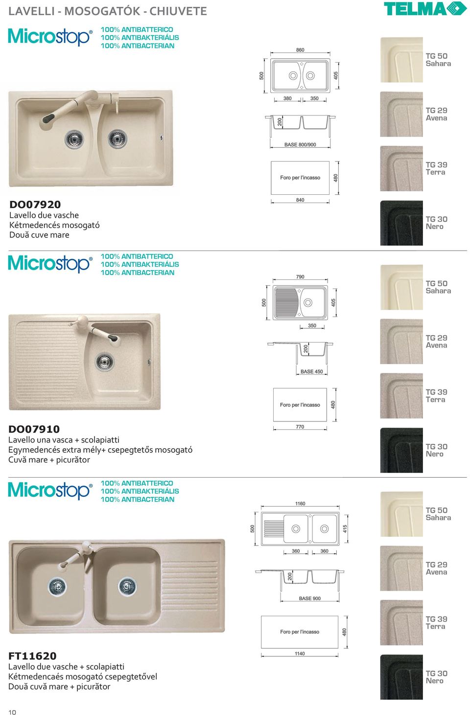 extra mély+ csepegtetős mosogató Cuvă mare + picurător FT11620 Lavello due