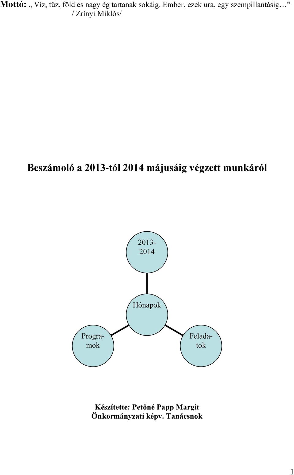 a 2013-tól 2014 májusáig végzett munkáról 2013-2014 Hónapok