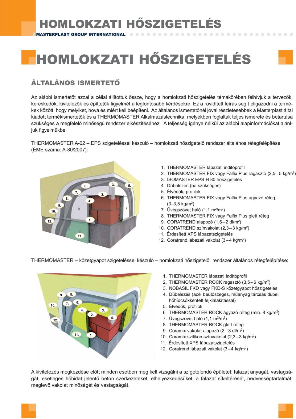 Az általános ismertetőnél jóval részletesebbek a Masterplast által kiadott termékismertetők és a THERMOMASTER Alkalmazástechnika, melyekben foglaltak teljes ismerete és betartása szükséges a