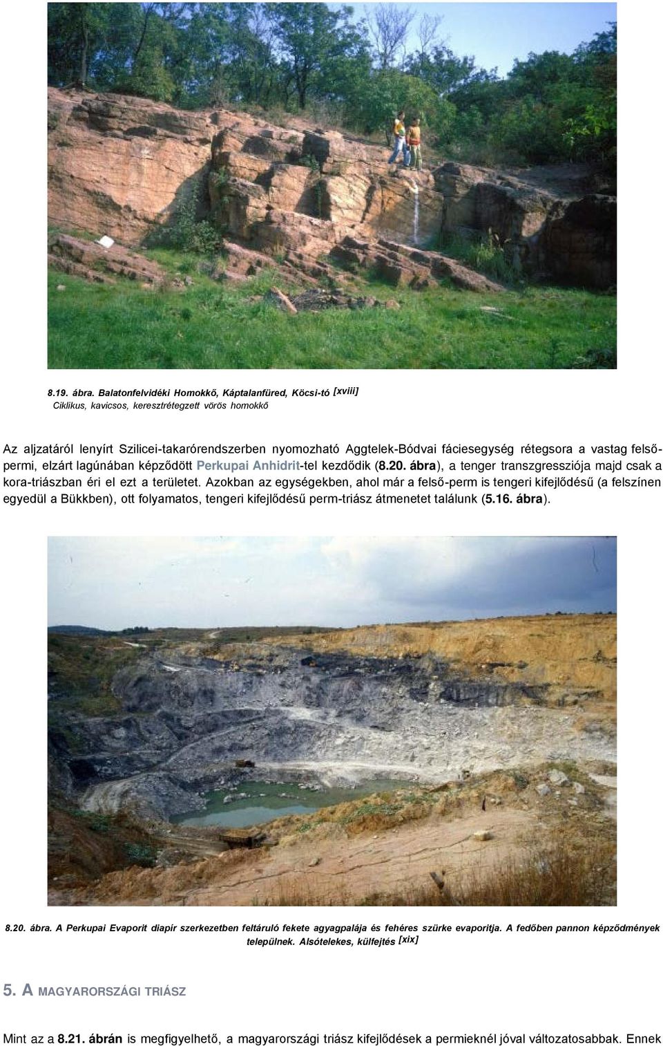 rétegsora a vastag felsőpermi, elzárt lagúnában képződött Perkupai Anhidrit-tel kezdődik (8.20. ábra), a tenger transzgressziója majd csak a kora-triászban éri el ezt a területet.