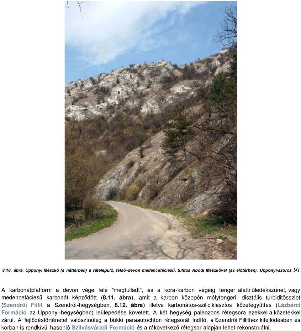ábra), amit a karbon közepén mélytengeri, disztális turbiditösszlet (Szendrői Fillit a Szendrői-hegységben, 8.12.