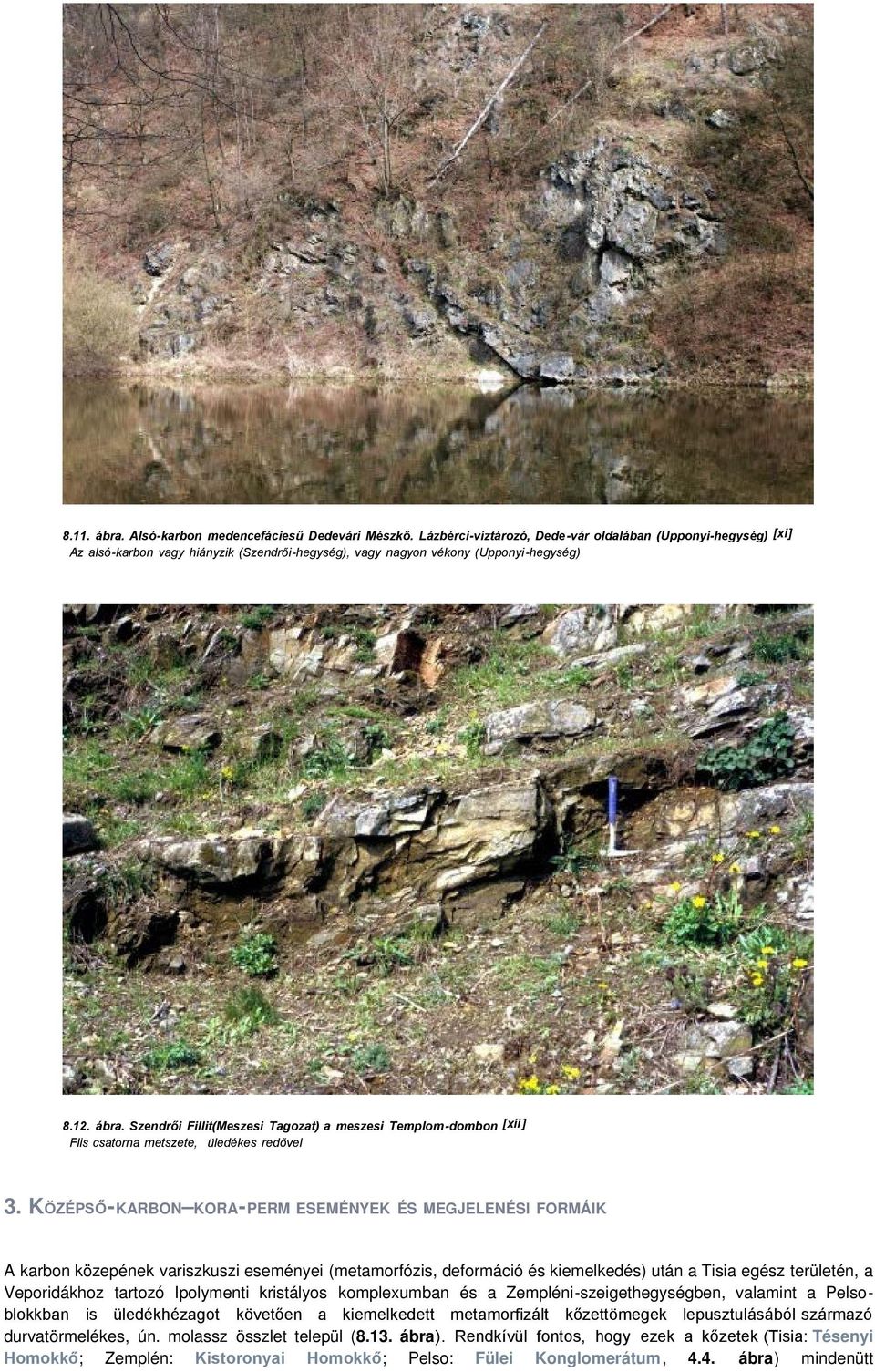 Szendrői Fillit(Meszesi Tagozat) a meszesi Templom-dombon [xii] Flis csatorna metszete, üledékes redővel 3.