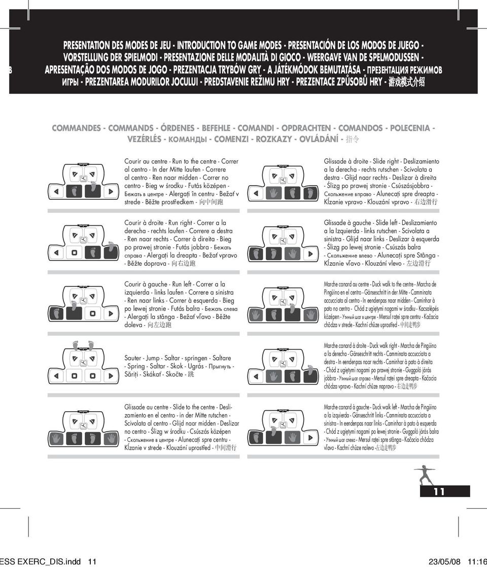 式 介 绍 COMMANDES - COMMANDS - ÓRDENES - BEFEHLE - COMANDI - OPDRACHTEN - COMANDOS - POLECENIA - VEZÉRLÉS - КОМАНДЫ - COMENZI - ROZKAZY - OVLÁDÁNÍ - 指 令 Courir au centre - Run to the centre - Correr al