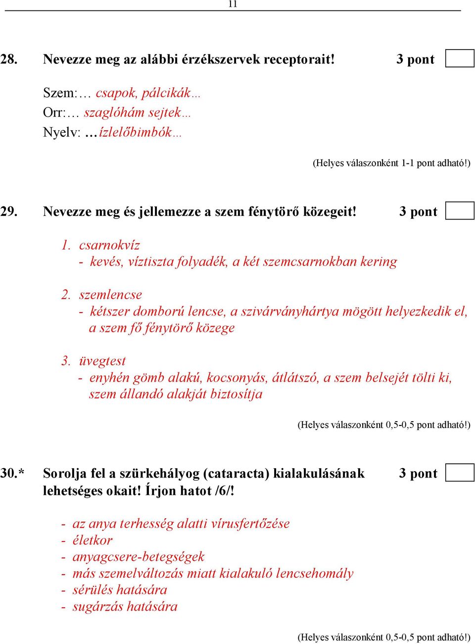 szemlencse - kétszer domború lencse, a szivárványhártya mögött helyezkedik el, a szem fı fénytörı közege 3.