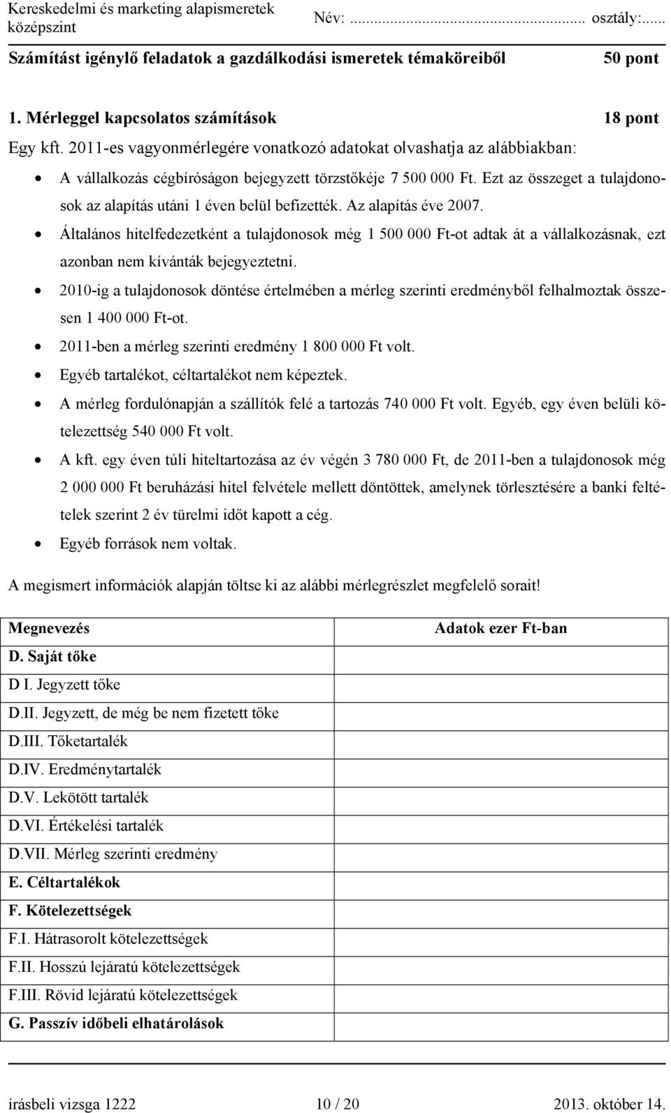 Ezt az összeget a tulajdonosok az alapítás utáni 1 éven belül befizették. Az alapítás éve 2007.