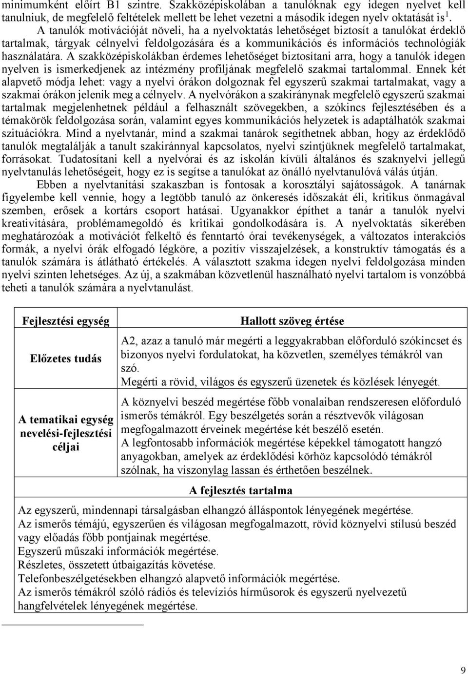 A szakközépiskolákban érdemes lehetőséget biztosítani arra, hogy a tanulók idegen nyelven is ismerkedjenek az intézmény profiljának megfelelő szakmai tartalommal.