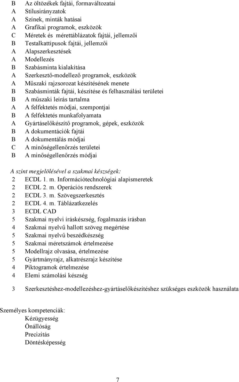 területei A műszaki leírás tartalma A felfektetés módjai, szempontjai A felfektetés munkafolyamata Gyártáselőkészítő programok, gépek, eszközök A dokumentációk fajtái A dokumentálás módjai A