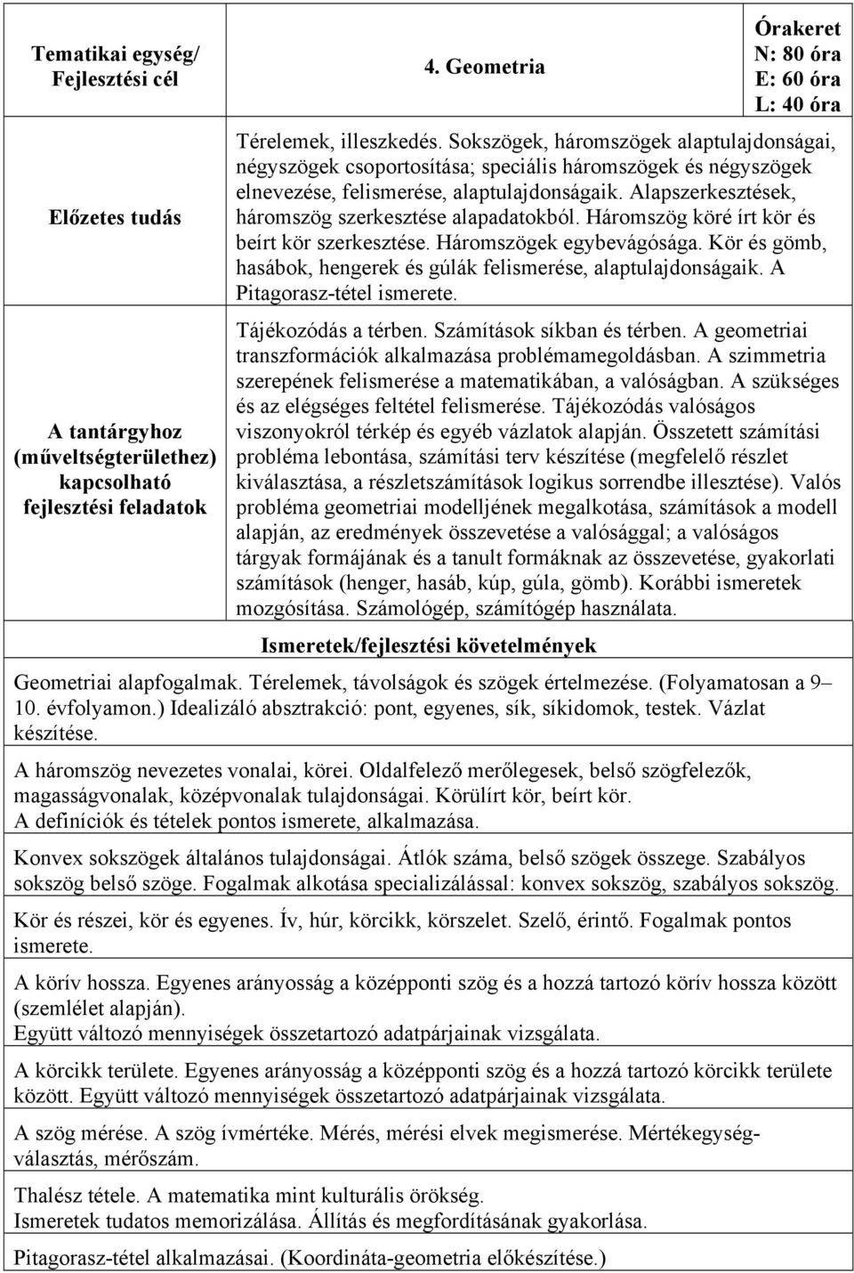 Alapszerkesztések, háromszög szerkesztése alapadatokból. Háromszög köré írt kör és beírt kör szerkesztése. Háromszögek egybevágósága.