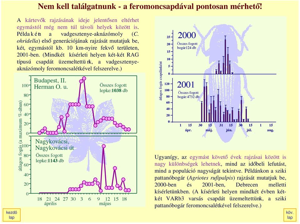 (Mindkét kísérleti helyen két-két RAG típusú csapdát üzemeltettü nk, a vadgesztenyeaknázómoly feromoncsalétkével felszerelve.