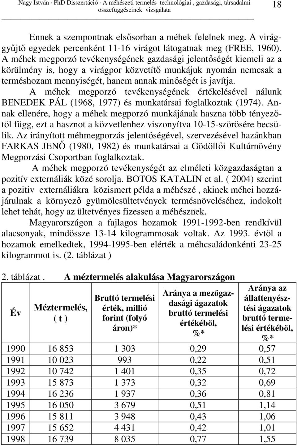 A méhek megporzó tevékenységének értékelésével nálunk BENEDEK PÁL (1968, 1977) és munkatársai foglalkoztak (1974).