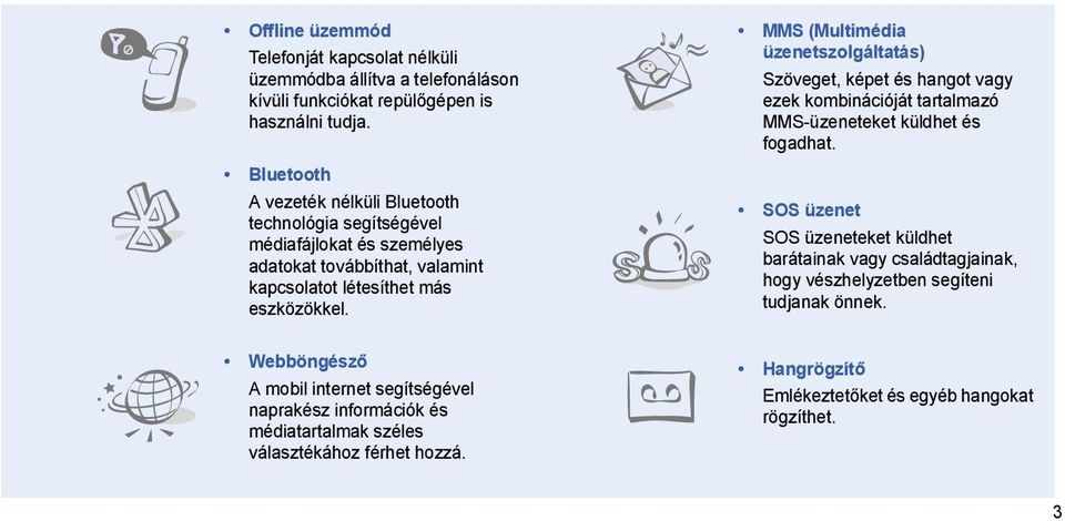 Webböngésző A mobil internet segítségével naprakész információk és médiatartalmak széles választékához férhet hozzá.