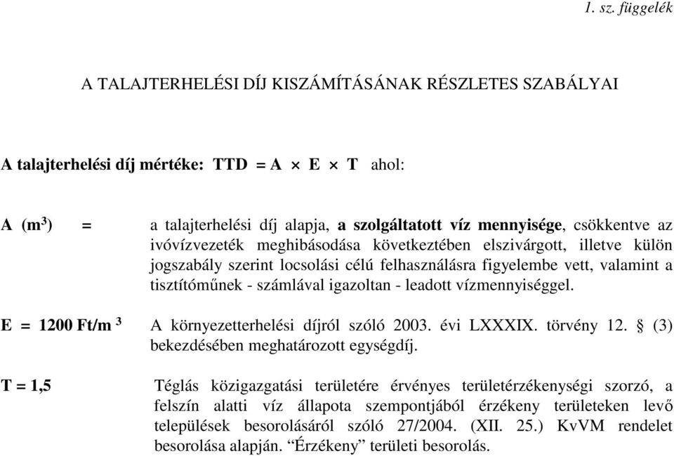 ivóvízvezeték meghibásodása következtében elszivárgott, illetve külön jogszabály szerint locsolási célú felhasználásra figyelembe vett, valamint a tisztítóműnek - számlával igazoltan - leadott