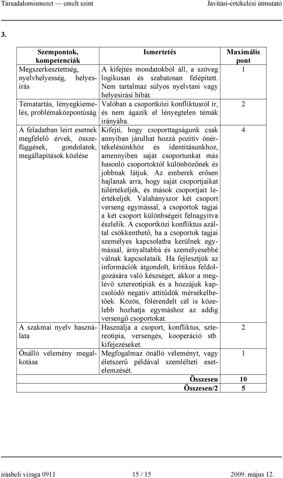 Valóban a csoportközi konfliktusról ír, és nem ágazik el lényegtelen témák irányába.