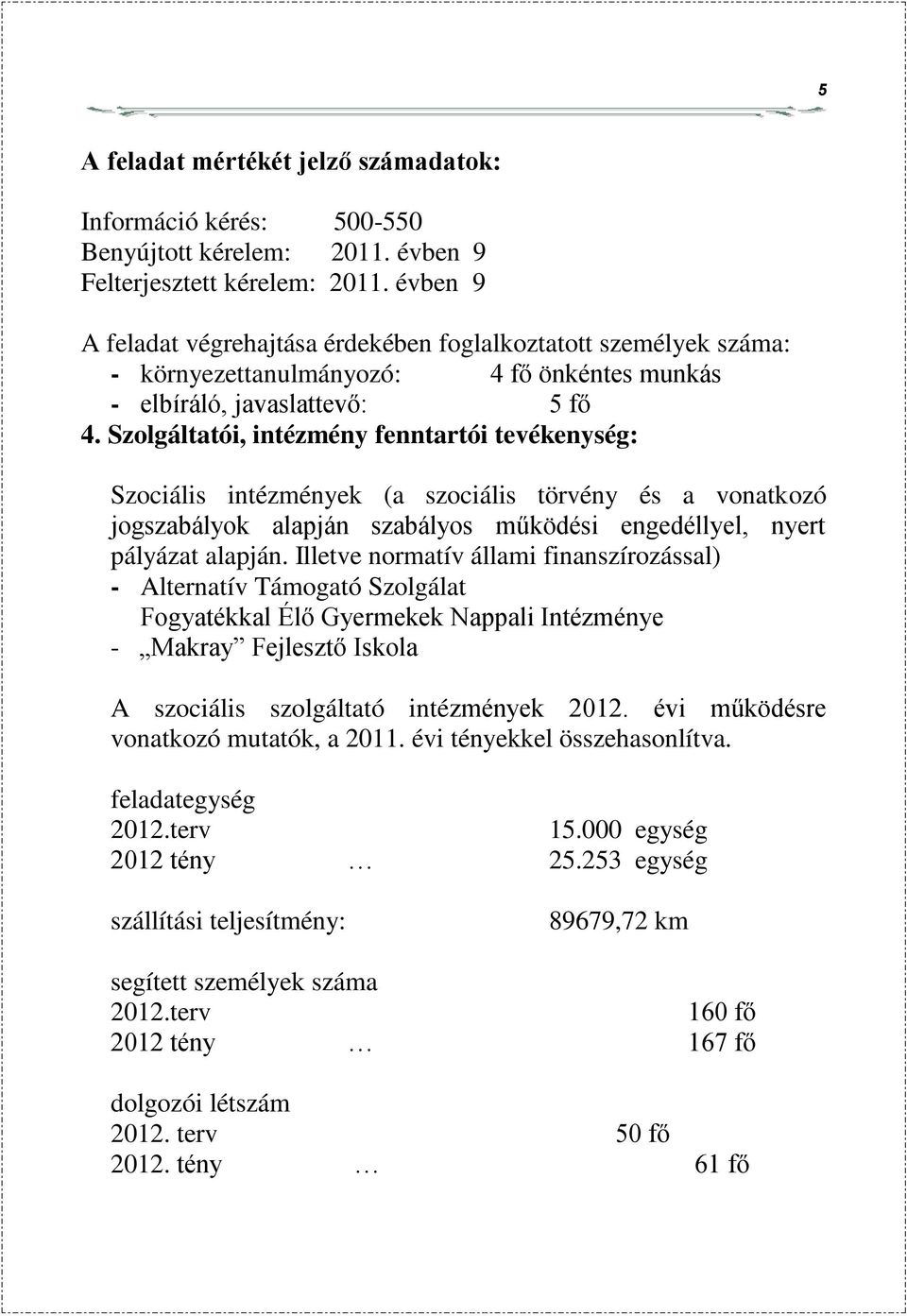 Szolgáltatói, intézmény fenntartói tevékenység: Szociális intézmények (a szociális törvény és a vonatkozó jogszabályok alapján szabályos működési engedéllyel, nyert pályázat alapján.