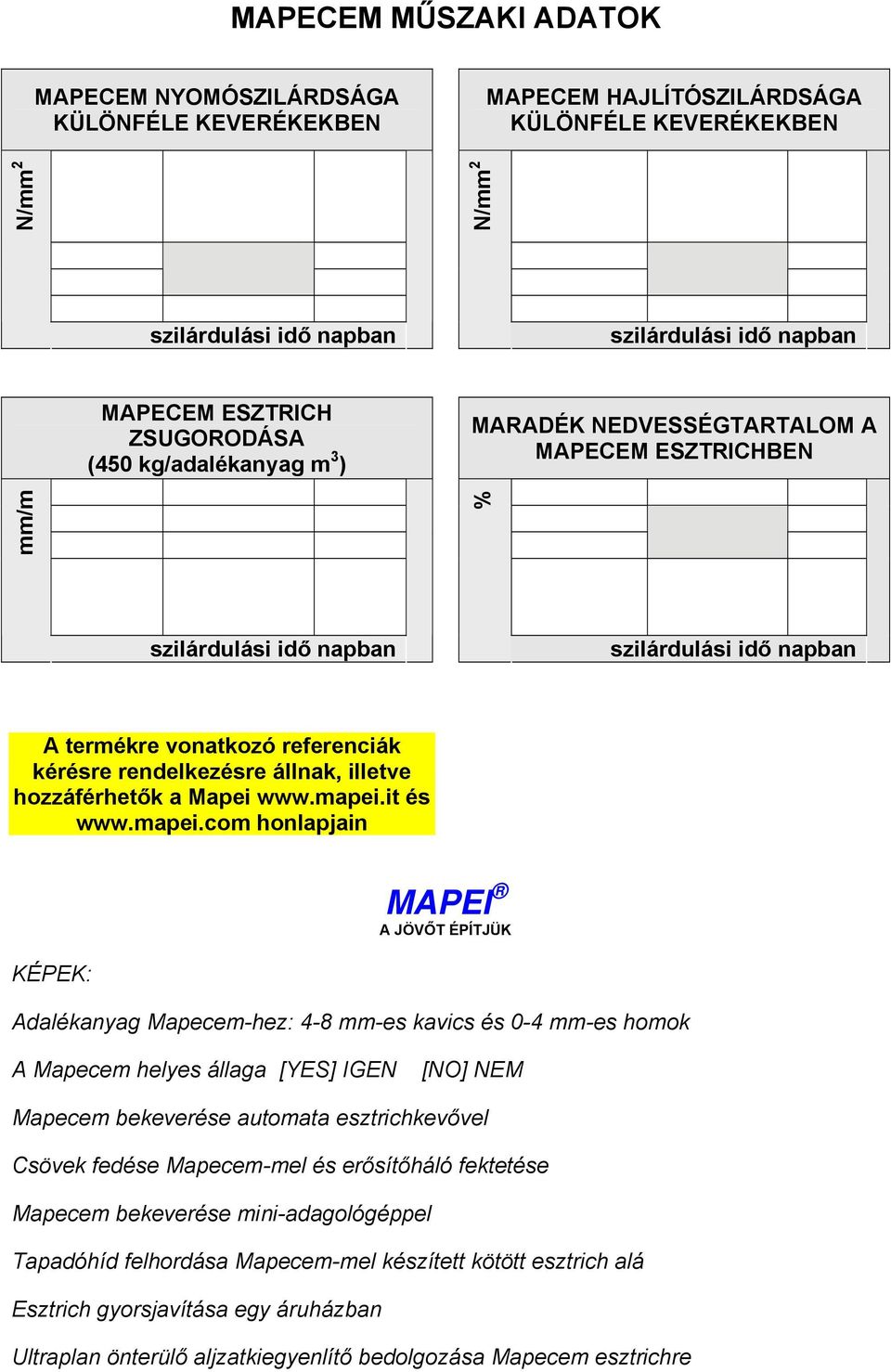 illetve hozzáférhetők a Mapei www.mapei.