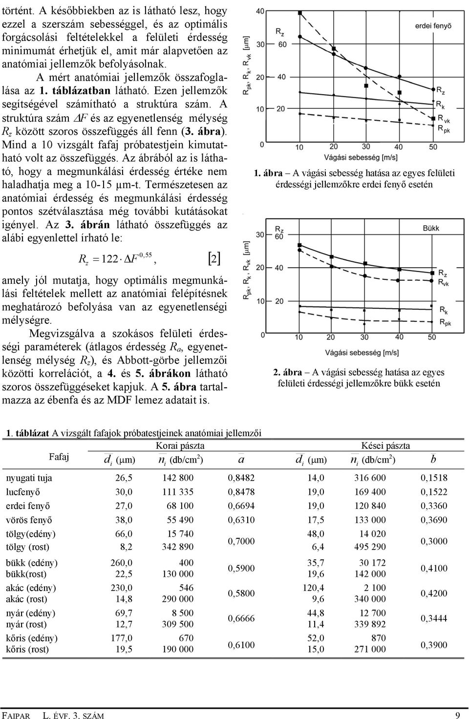 befolyásolnak. A mért anatómiai jellemzők összafoglalása az 1. táblázatban látható. Ezen jellemzők segítségével számítható a struktúra szám.