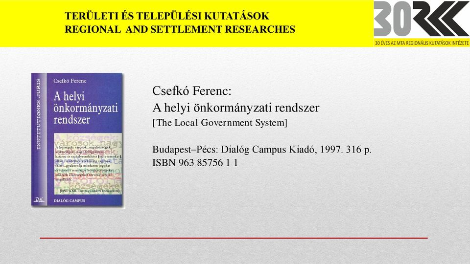 önkormányzati rendszer [The Local Government System]