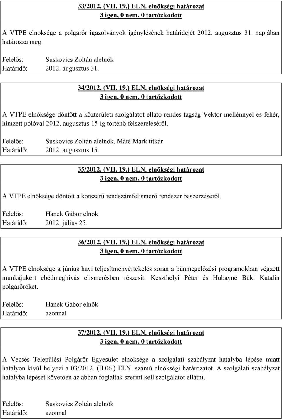 02/2012. (II.06.)/ ELN elnökségi határozat /szavazati arány meghatározása:  3 Igen, 0 Nem, 0 tartózkodott// - PDF Free Download