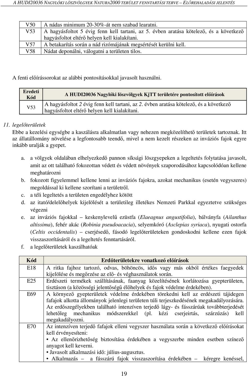 Nádat deponálni, válogatni a területen tilos. A fenti előírássorokat az alábbi pontosításokkal javasolt használni.