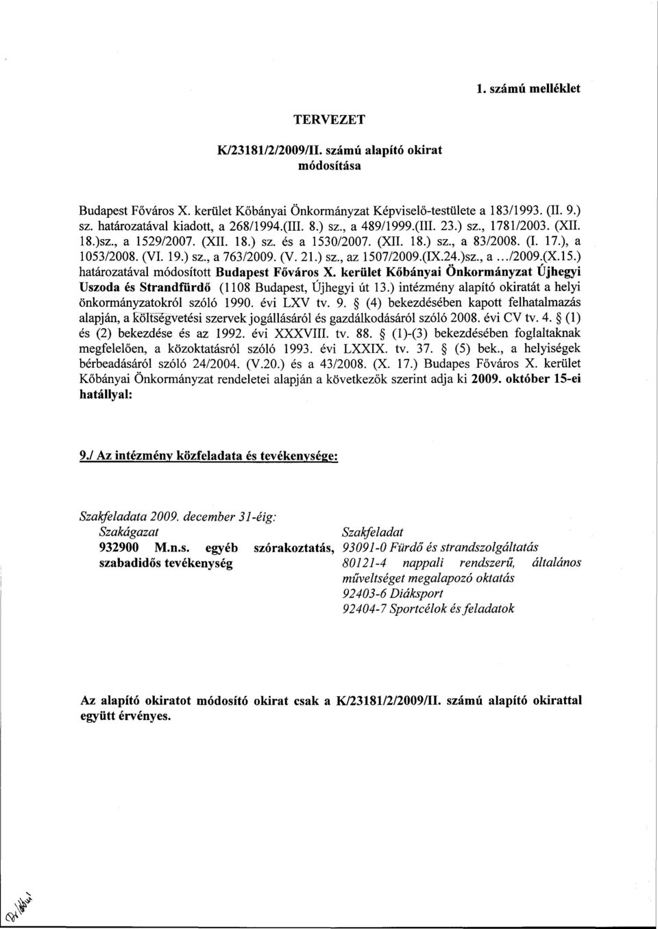 19.) sz., a 763/2009. (V. 21.) sz., az 1507/2009.(IX.24.)sz., a.../2009.(x.15.) határozatával módosított Budapest Főváros X.