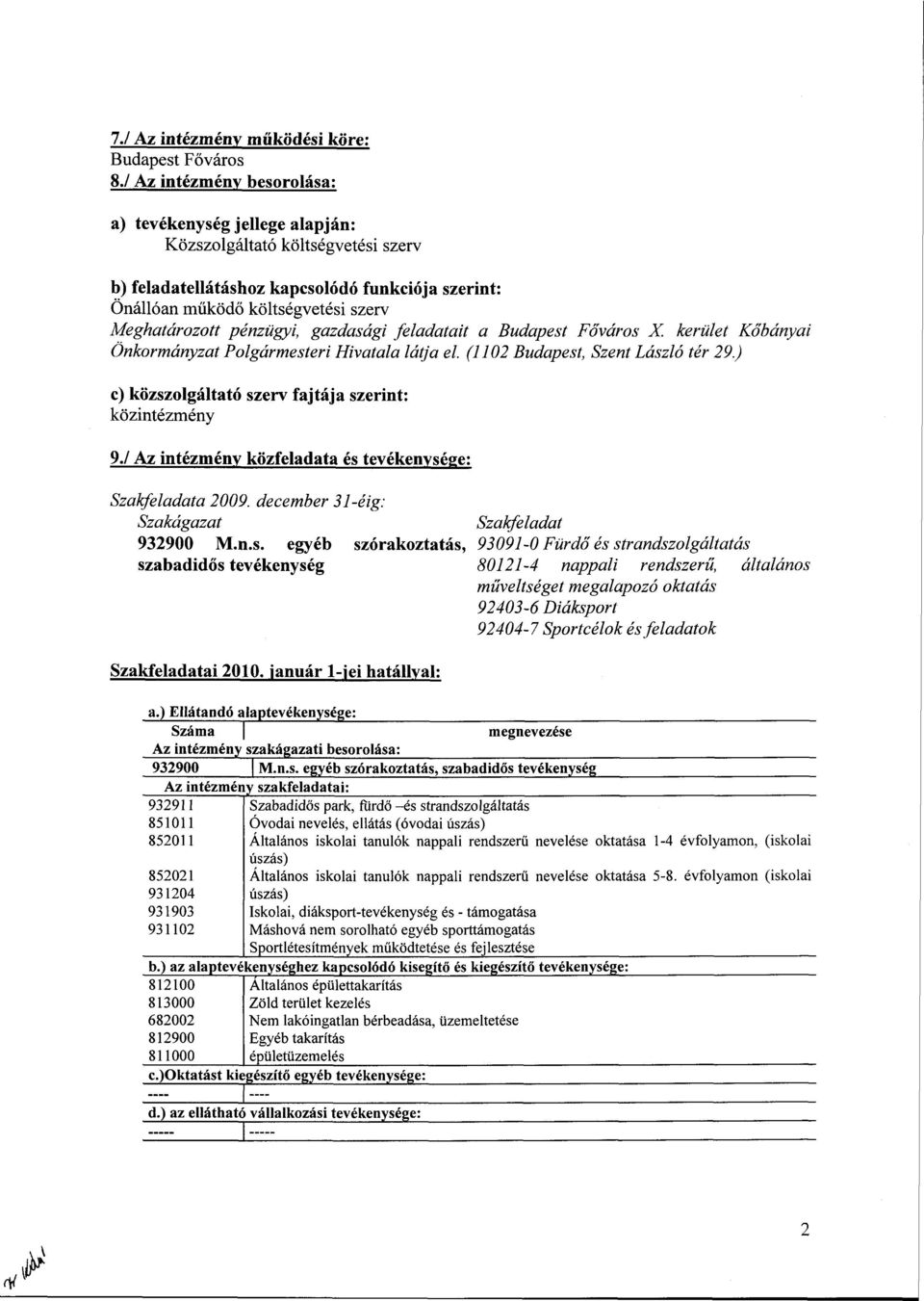 pénzügyi, gazdasági feladatait a Budapest Főváros X. kerület Kőbányai Önkormányzat Polgármesteri Hivatala látja el. (1102 Budapest, Szent László tér 29.