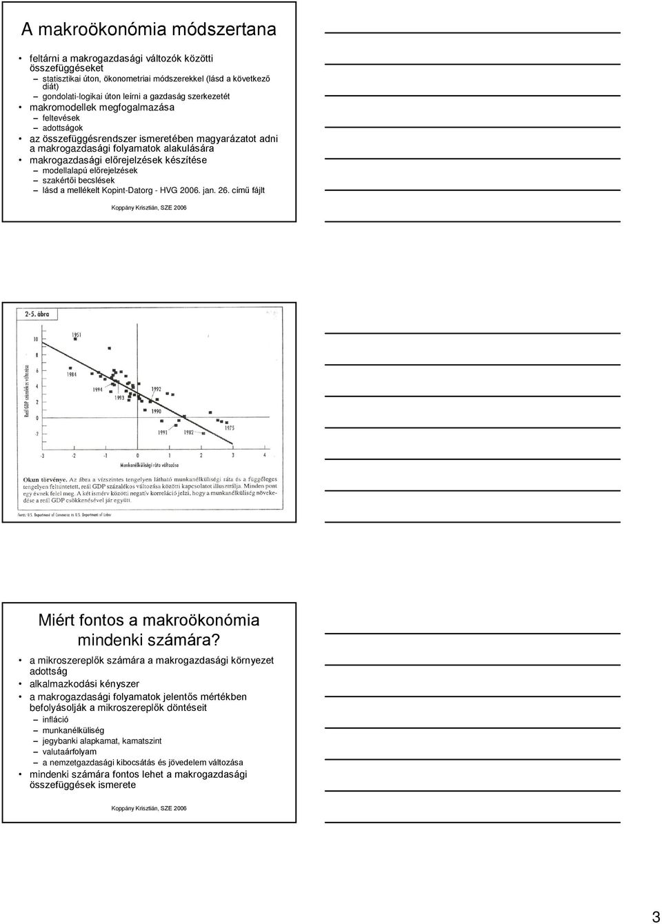 modellalapú elõrejelzések szakértõi becslések lásd a mellékelt Kopint-Datorg - HVG 2006. jan. 26. címû fájlt Miért fontos a makroökonómia mindenki számára?