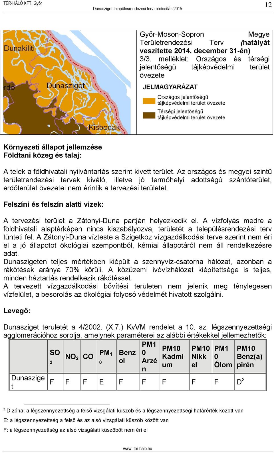 Az országos és megyei szintű területrendezési tervek kiváló, illetve jó termőhelyi adottságú szántóterület, erdőterület övezetei nem érintik a tervezési területet.