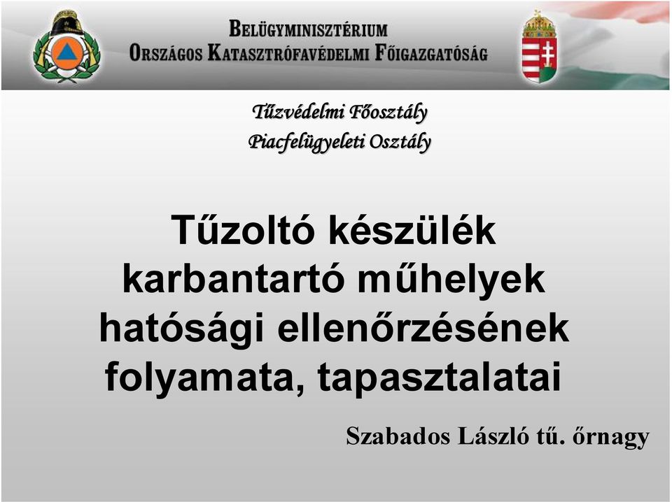 Tűzoltó készülék karbantartó műhelyek hatósági ellenőrzésének folyamata,  tapasztalatai - PDF Ingyenes letöltés