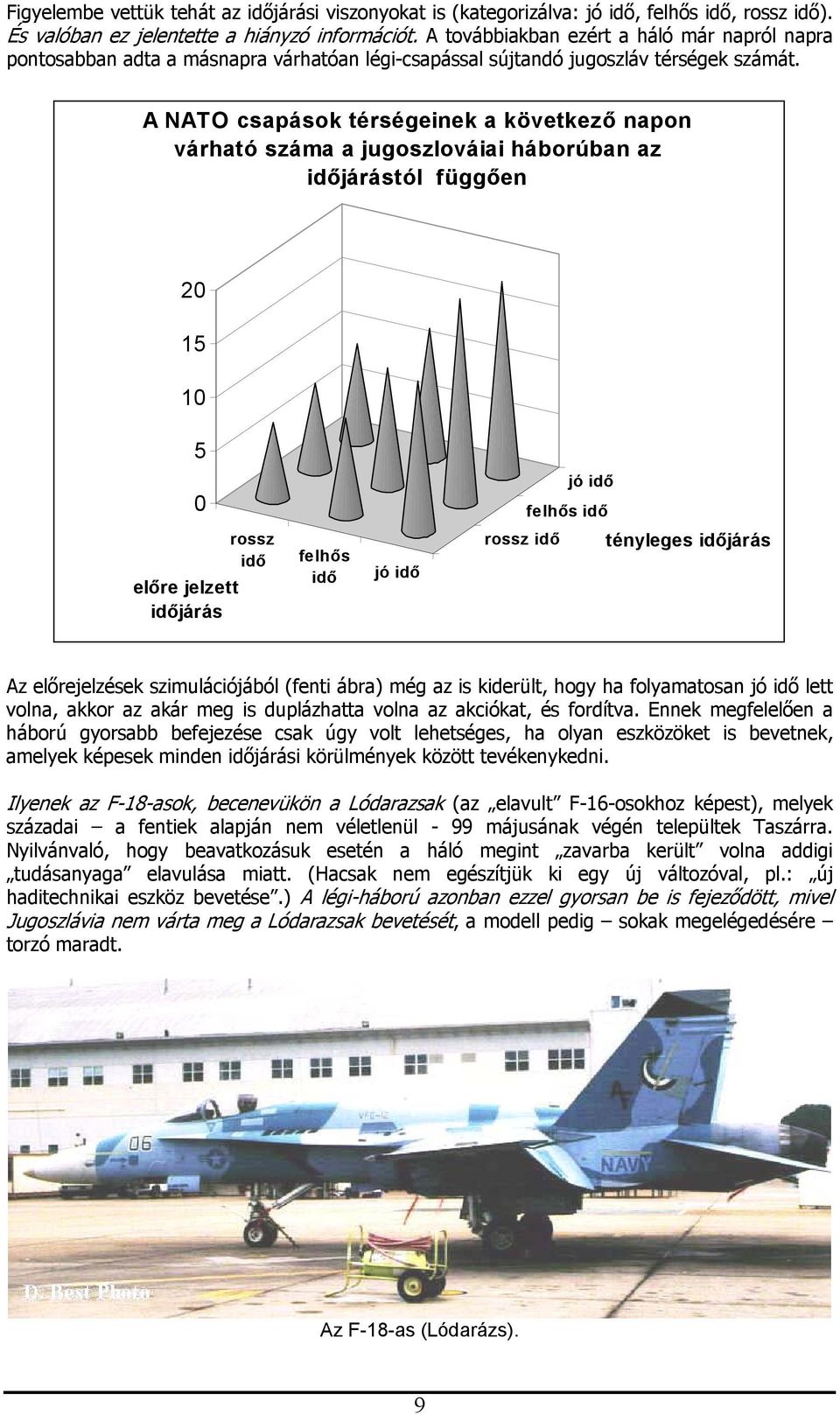 A NATO csapások térségeinek a következő napon várható száma a jugoszlováiai háborúban az időjárástól függően 20 15 10 5 0 jó idő felhős idő rossz idő előre jelzett időjárás felhős idő jó idő rossz