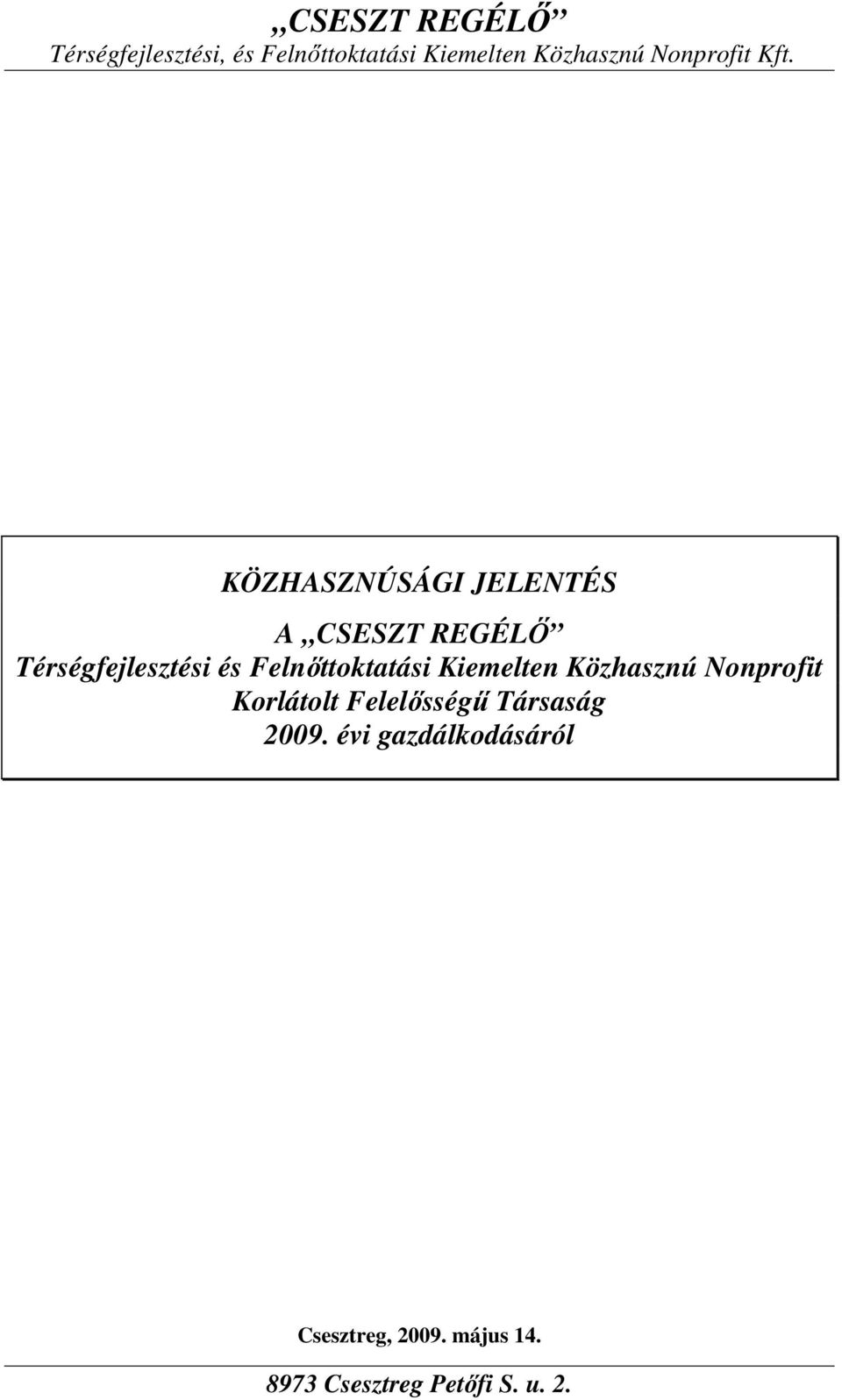 Közhasznú Nonprofit Korlátolt Felelősségű Társaság